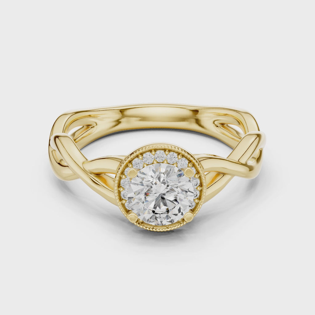 0.70 CT Twisted Solitaire Engagement Ring | 925 Sterling Silver