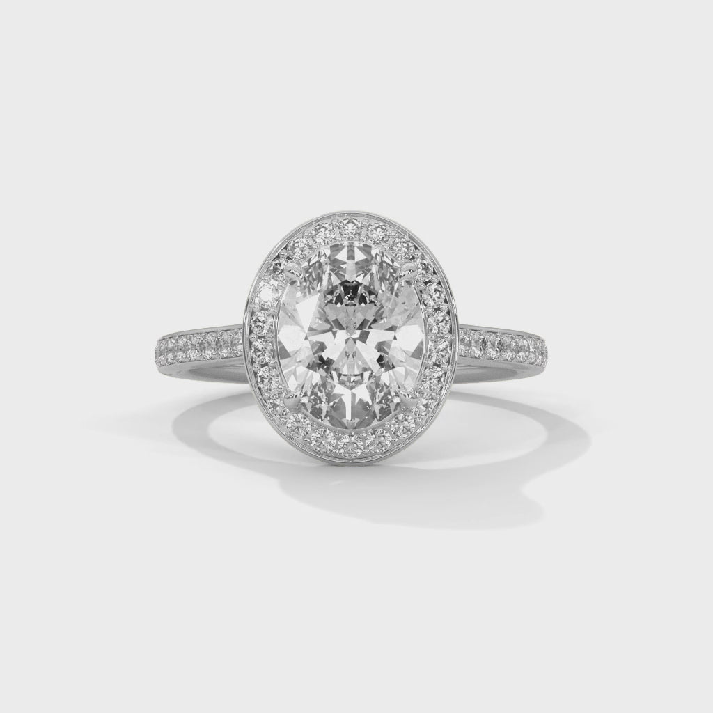 Oval Halo Moissanite Fashionable luxurious trendy Engagement Ring