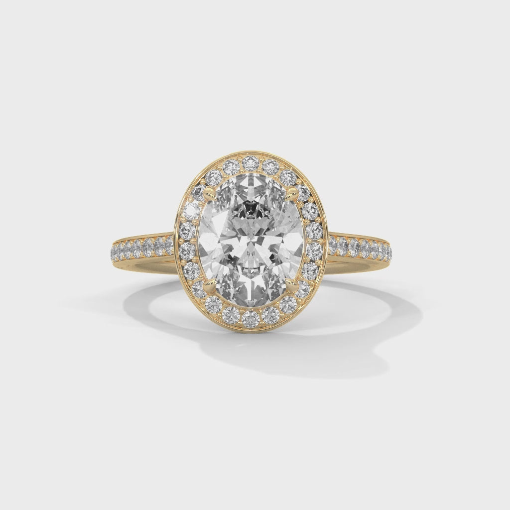 Oval Halo Moissanite Fashionable luxurious trendy Engagement Ring