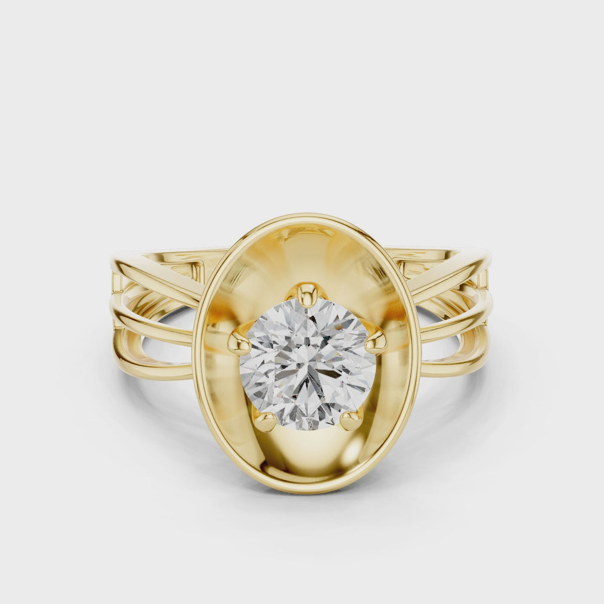 1 CT Round Cut Minimalist Solitaire Engagement Ring | 925 Sterling Silver & 18K Plating