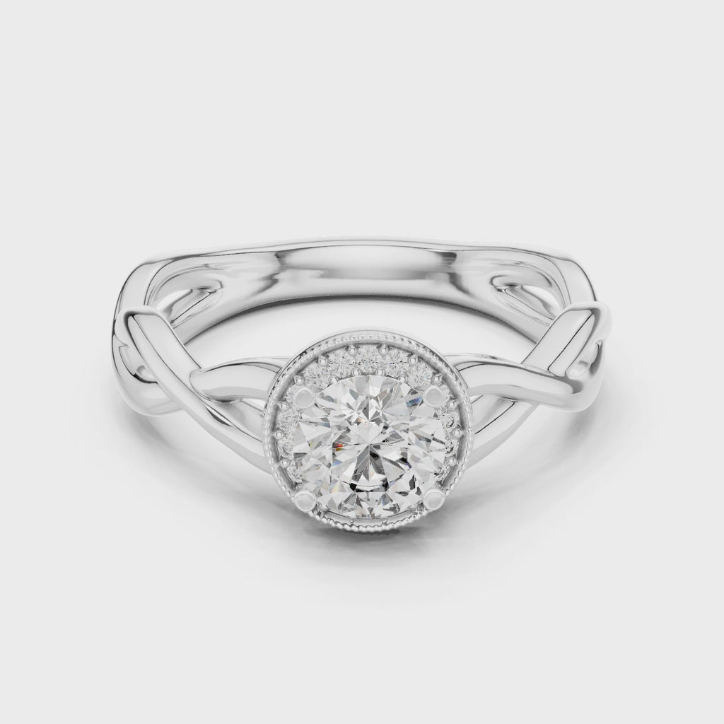 0.70 CT Twisted Solitaire Engagement Ring | 925 Sterling Silver