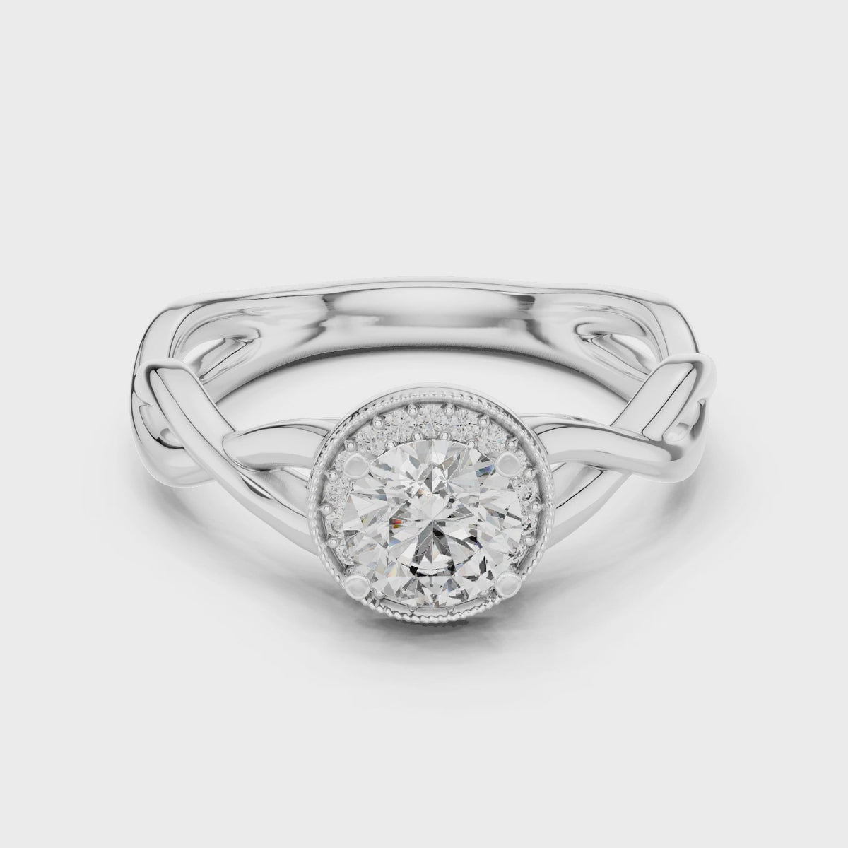 0.70 CT Twisted Solitaire Engagement Ring | 925 Sterling Silver