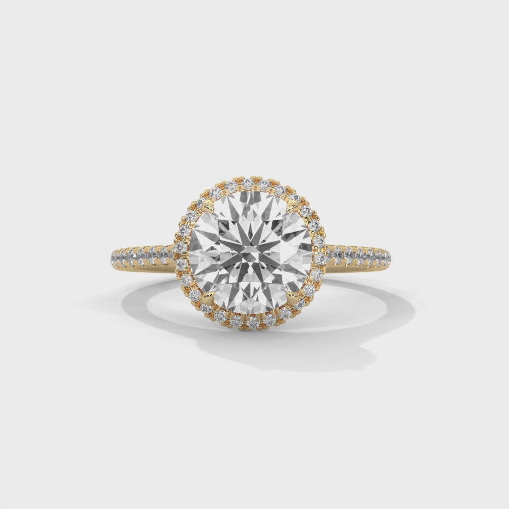 Celestia Halo Pavé Moissanite Engagement Ring