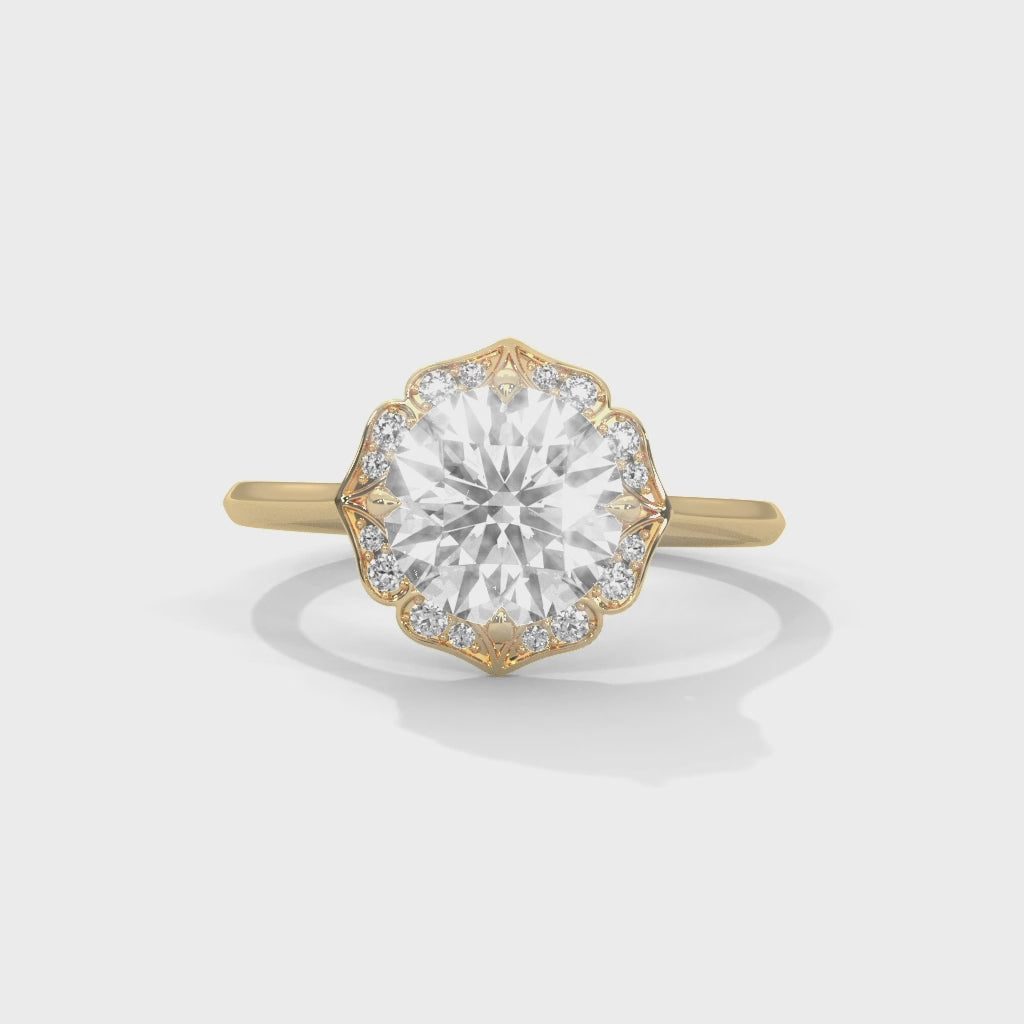 Rosalie Floral Halo Moissanite Engagement Ring