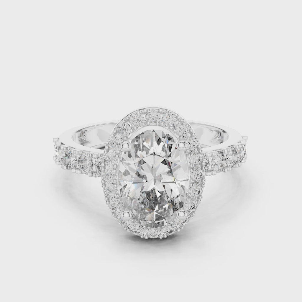 1.60 CT Oval Double Halo Engagement Ring | 925 Sterling Silver