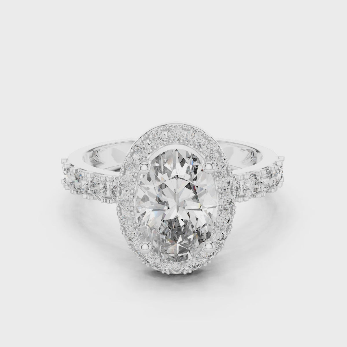 1.60 CT Oval Double Halo Engagement Ring | 925 Sterling Silver