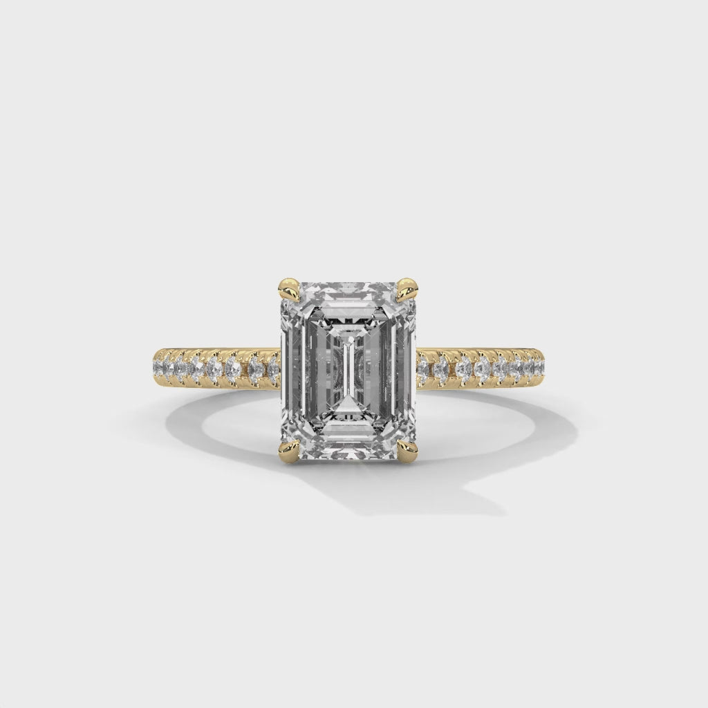 Valencia Emerald Cathedral Pavé Ring