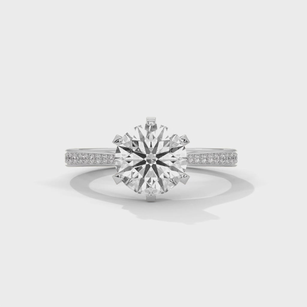 Aurora Six-Prong Pavé Solitaire Engagement Ring