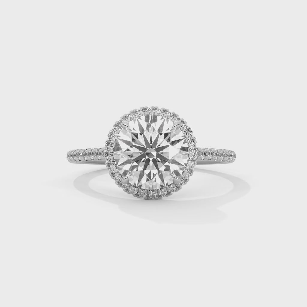Celestia Halo Pavé Moissanite Engagement Ring