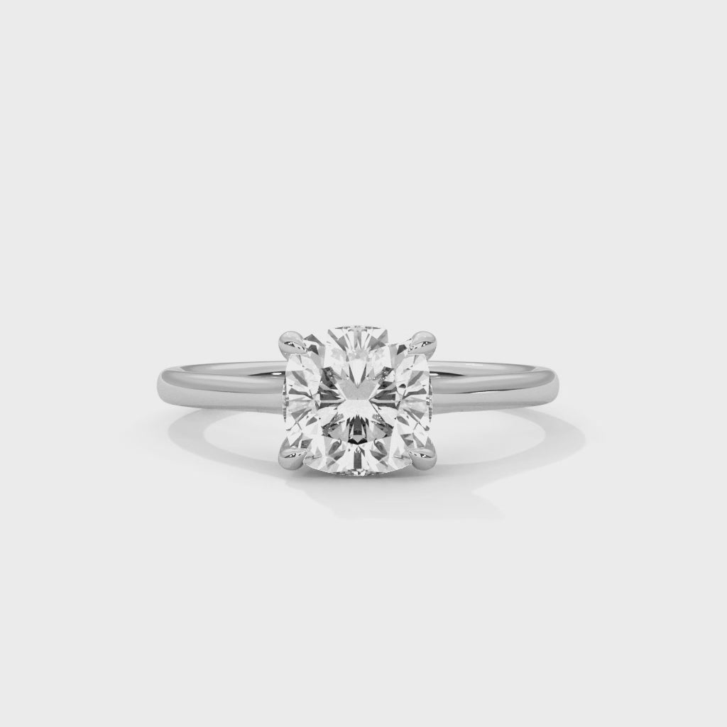 Elise Cathedral Cushion Solitaire Engagement Ring