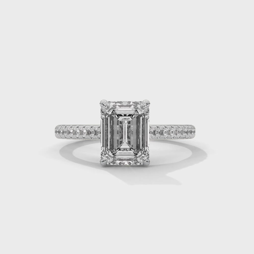 Valencia Emerald Cathedral Pavé Ring