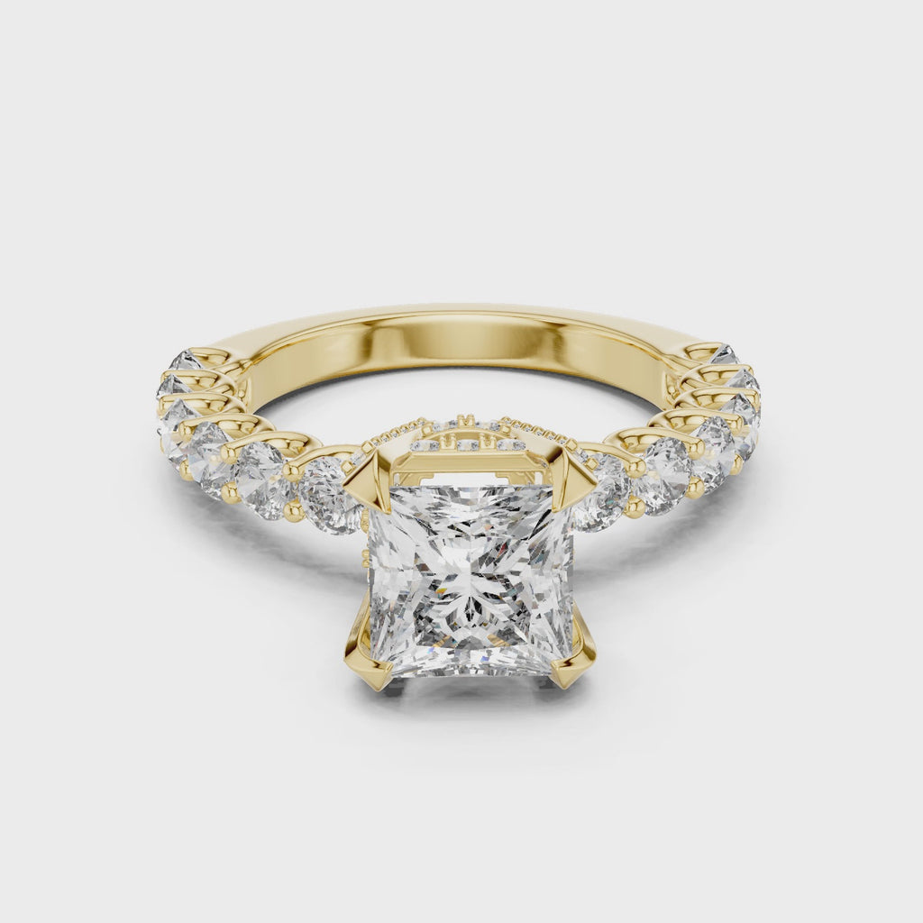 Celestia Princess Cut Moissanite Pavé Engagement Ring