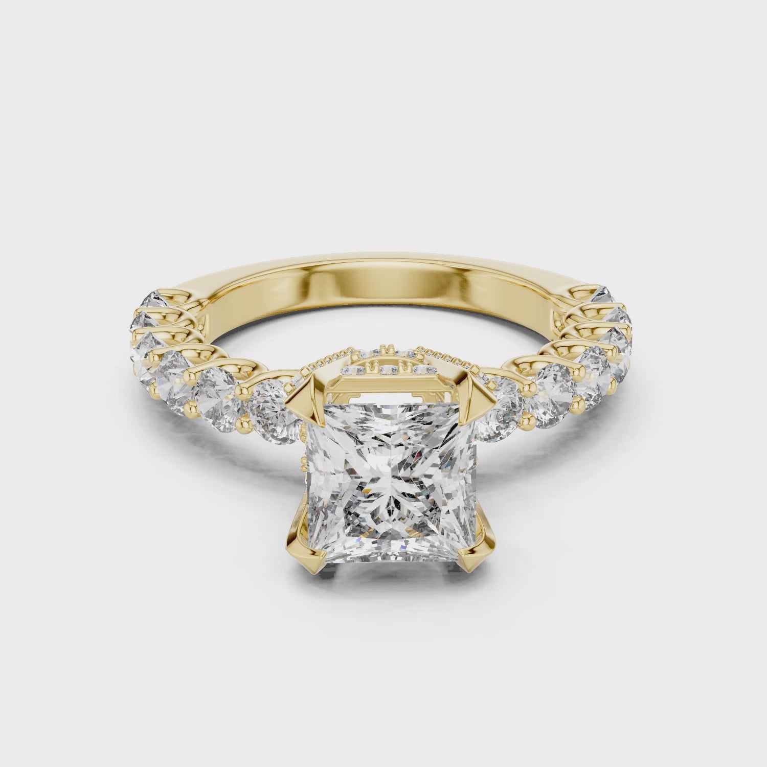Celestia Princess Cut Moissanite Pavé Engagement Ring