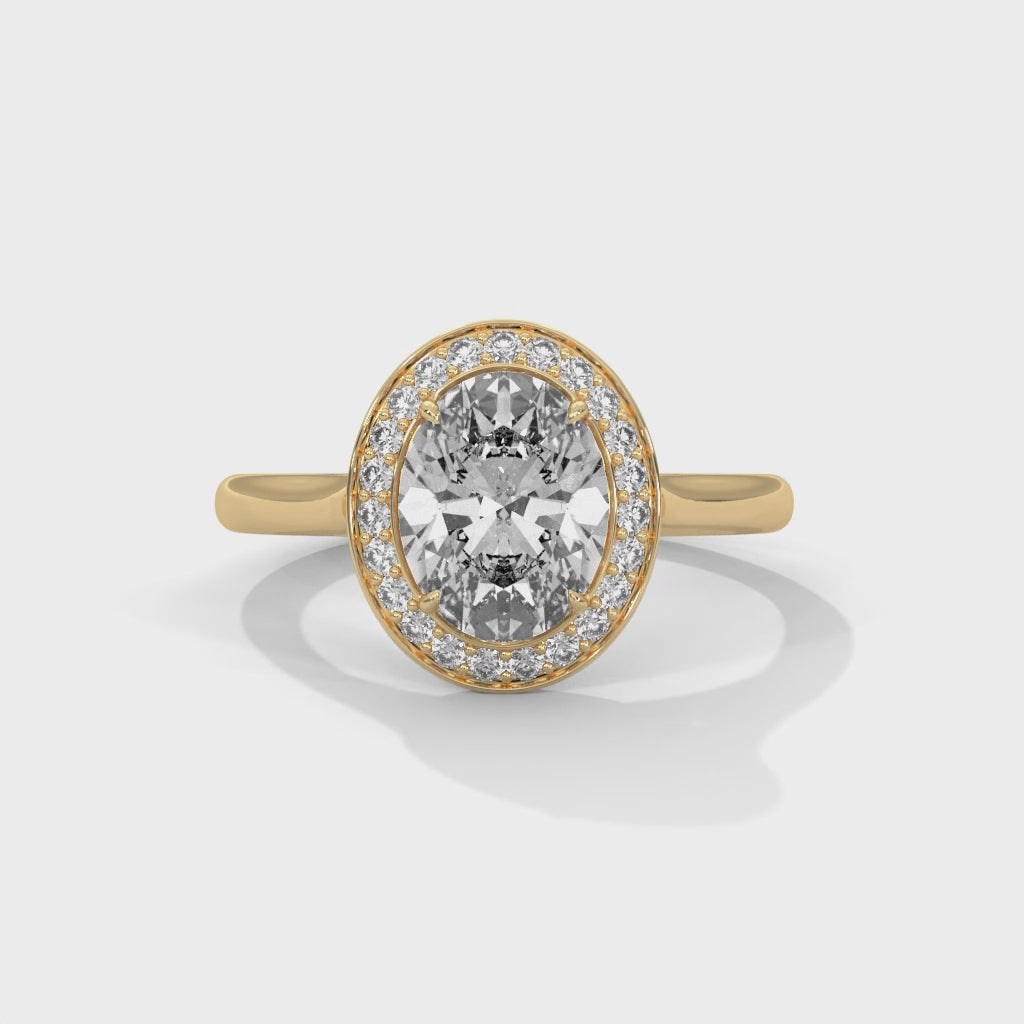 Oval Halo Moissanite Ring | 23-Stone Halo | 925 Sterling Silver & 18K Plating