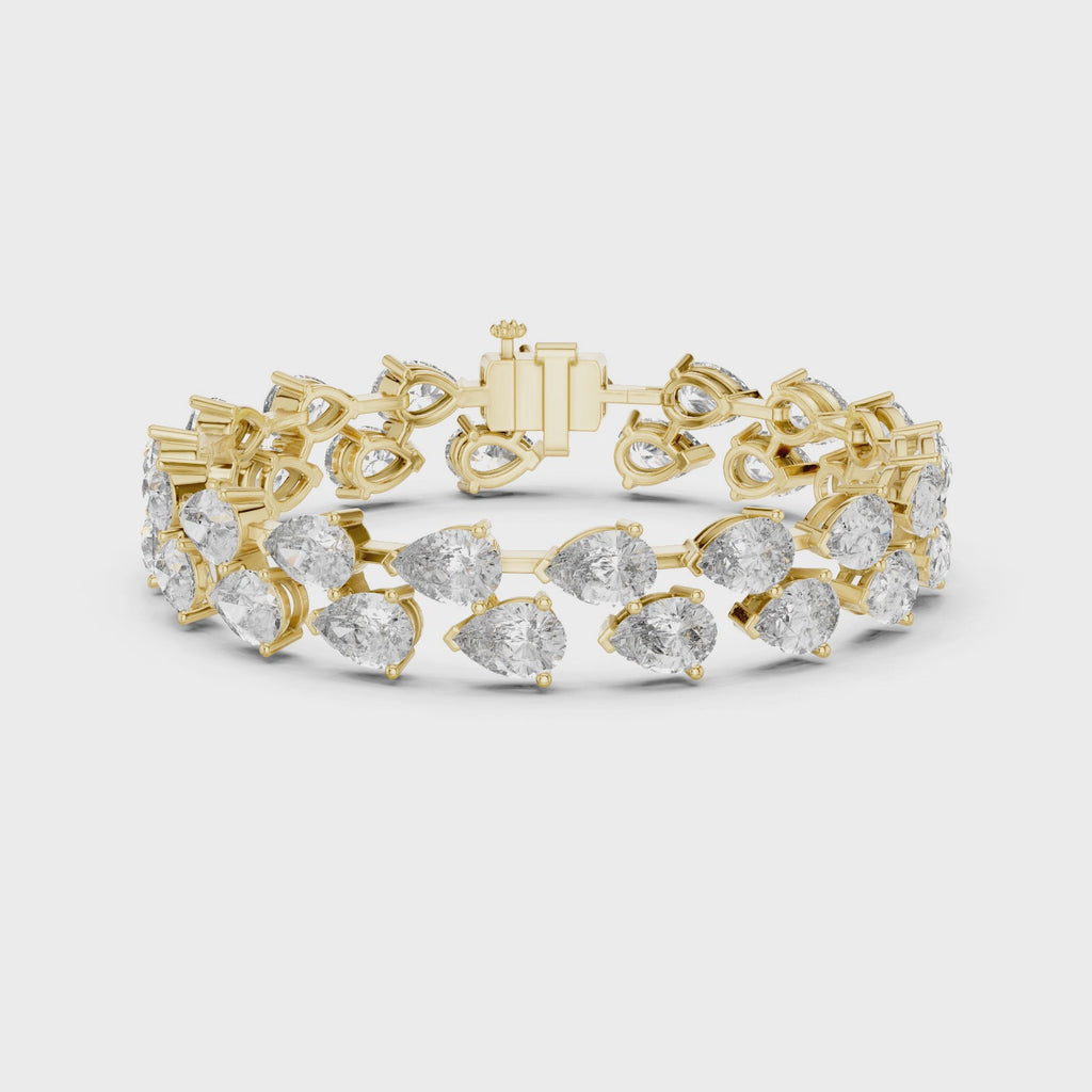 Pear-Shaped Tennis Bracelet | Luxury Diamond Bracelet Double-Row Tennis Bracelet