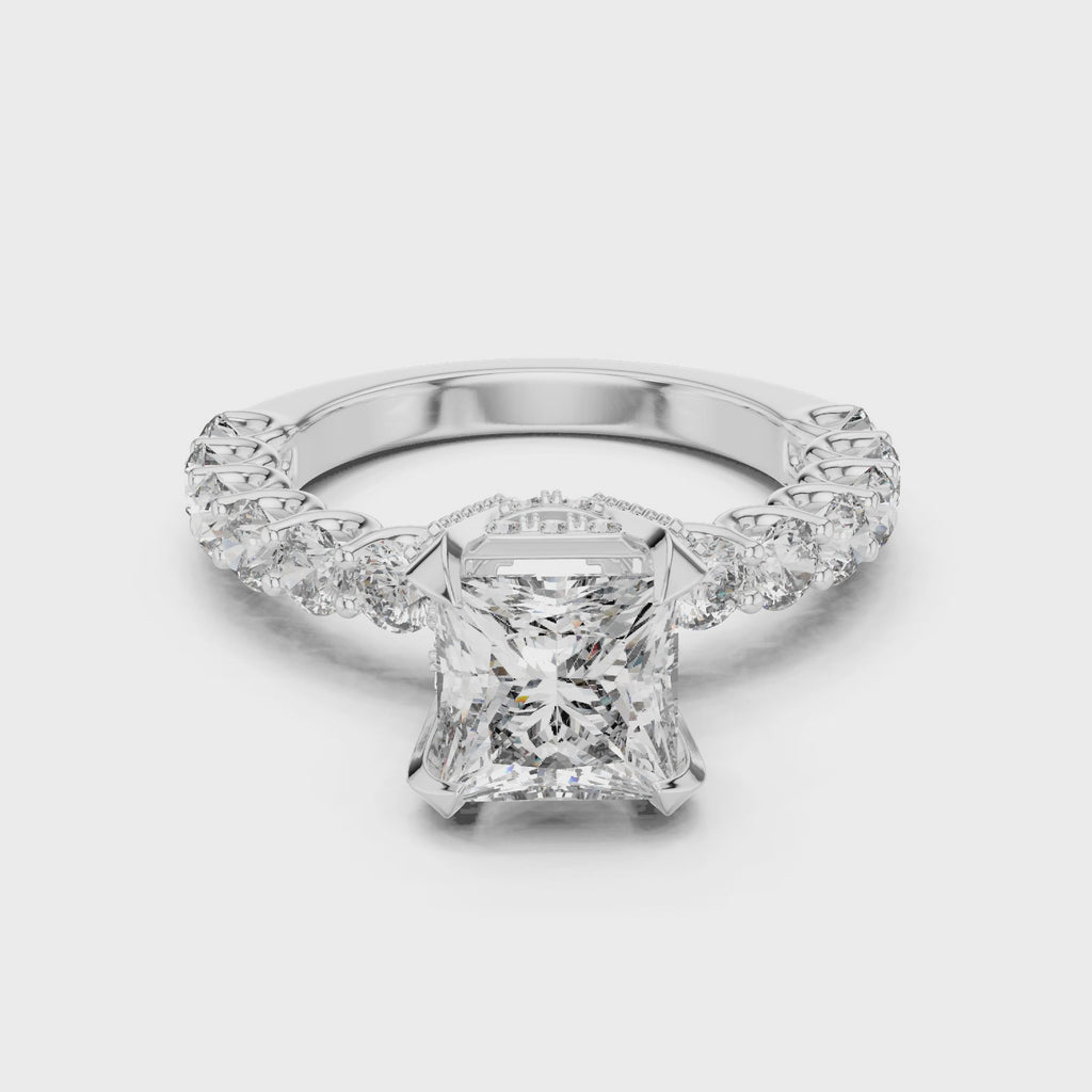Celestia Princess Cut Moissanite Pavé Engagement Ring