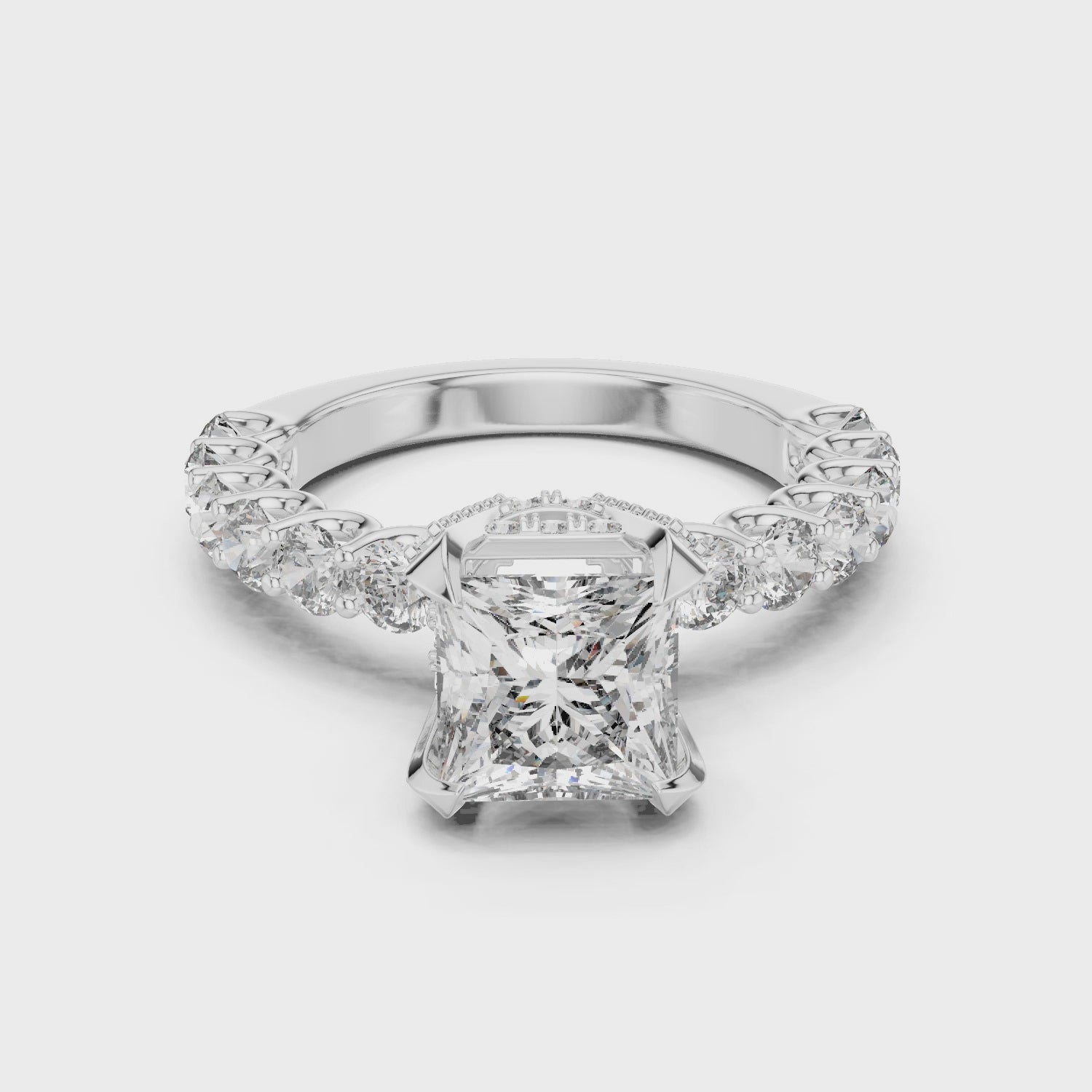 Celestia Princess Cut Moissanite Pavé Engagement Ring