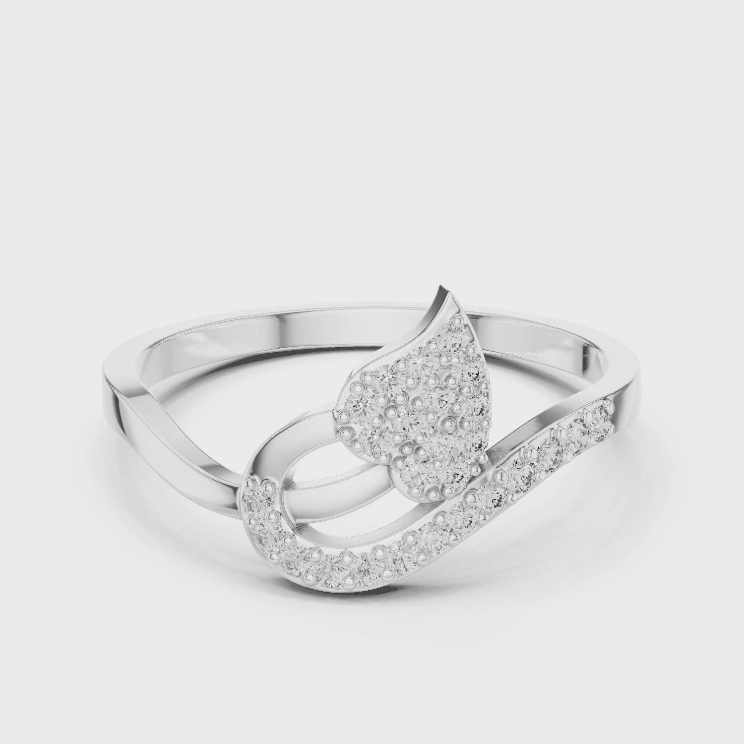 Verdelle Leaf Pavé Moissanite Ring