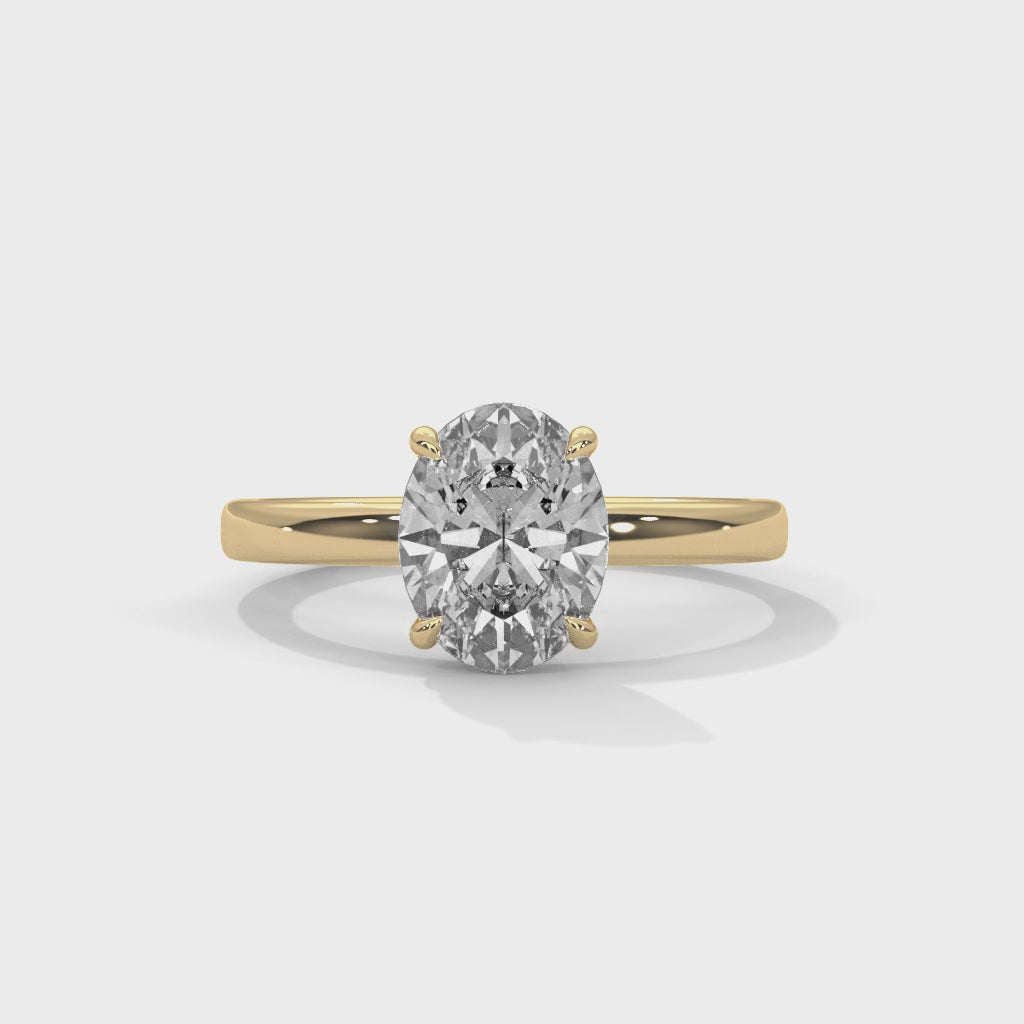 Oval Cut Moissanite Solitaire Ring 14K & 18K Gold Plating Custom Ring