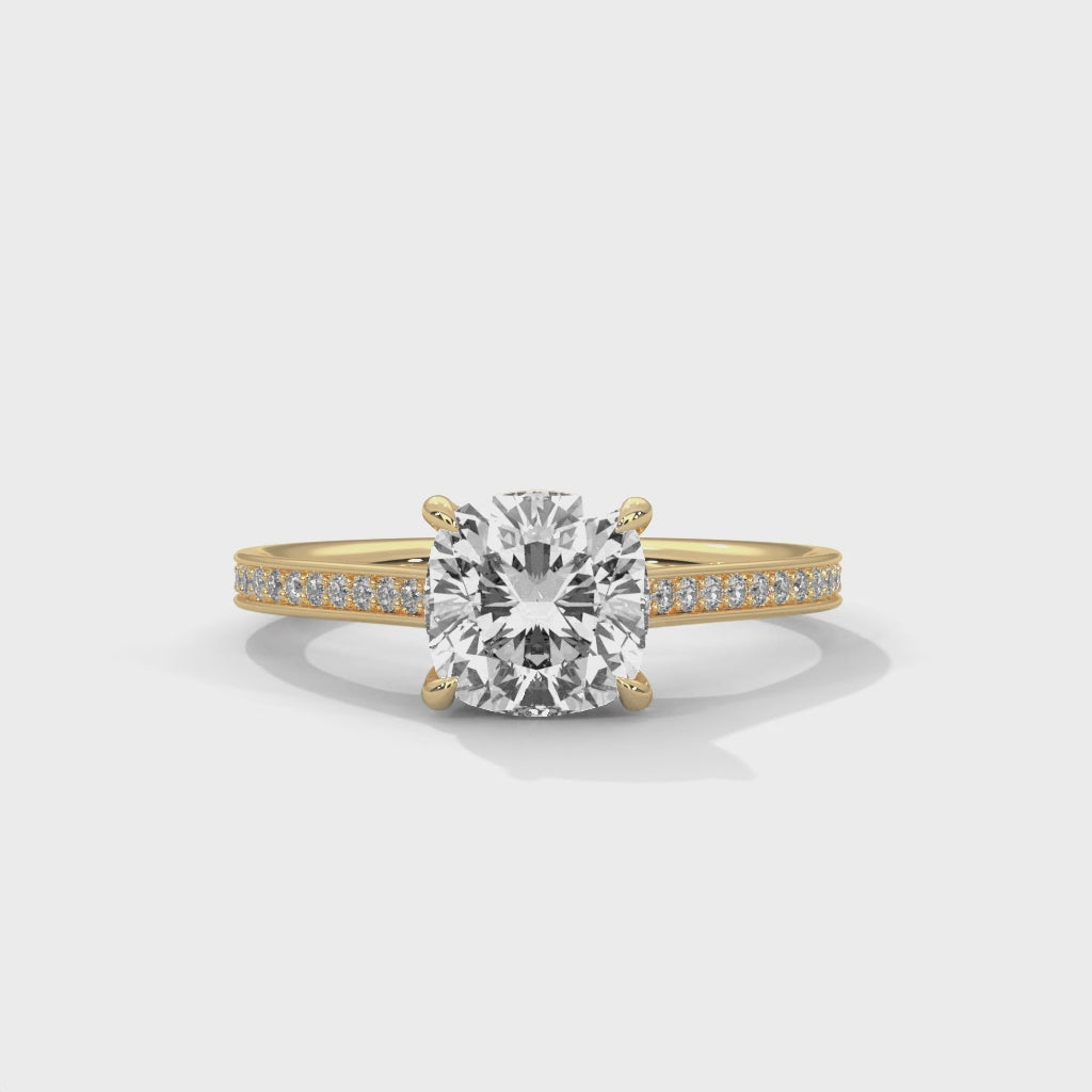 Aurielle Cushion Pavé Solitaire Ring