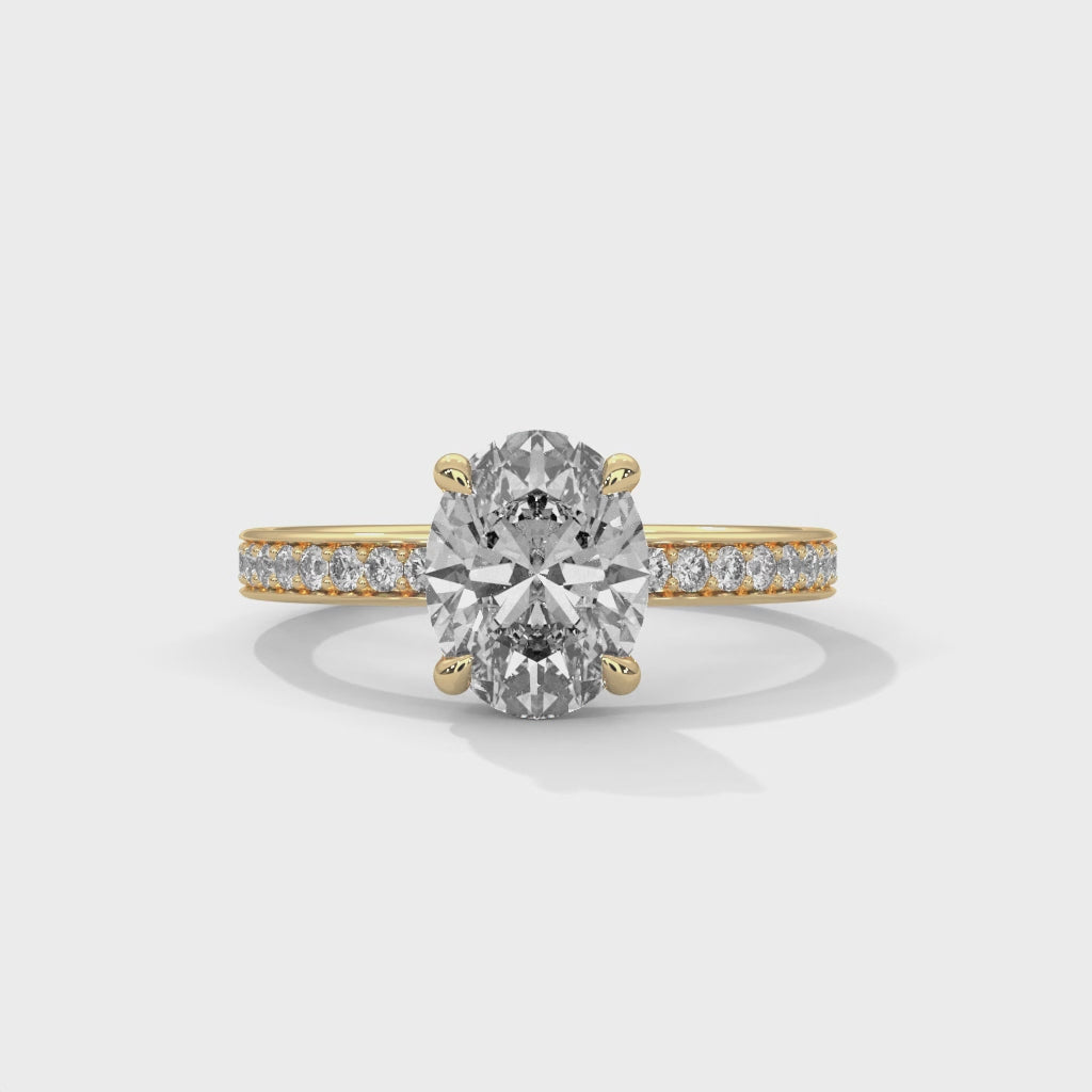 Oval Moissanite Engagement Ring | Pavé Solitaire Ring | Custom Luxury Ring
