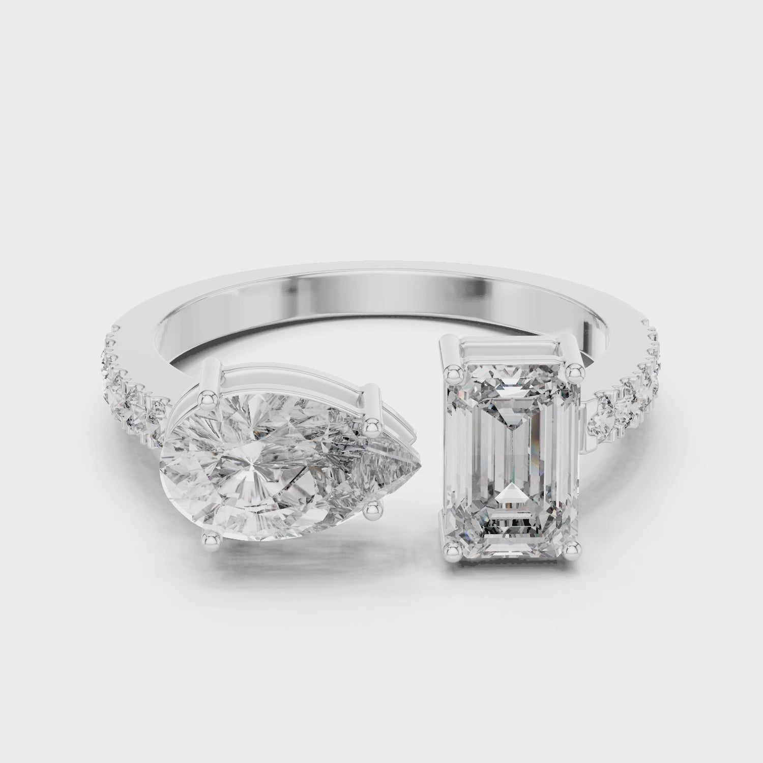 Éternelle Emerald & Pear Toi et Moi Moissanite Ring