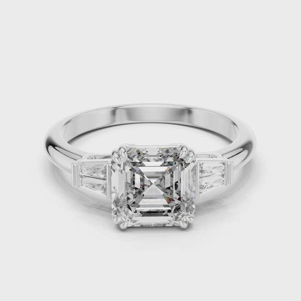 Regal Asscher Cut Three-Stone Moissanite Ring