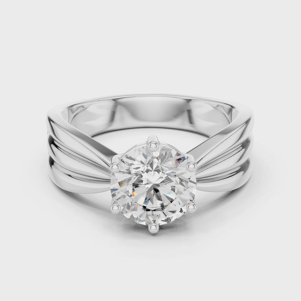 1.25 CT Round Solitaire Engagement Ring | Sculpted 925 Sterling Silver