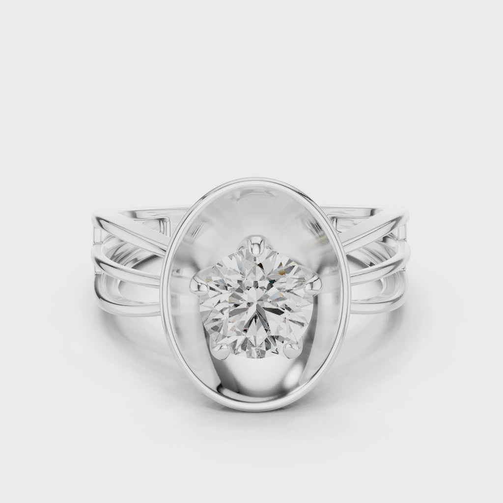 1 CT Round Cut Minimalist Solitaire Engagement Ring | 925 Sterling Silver & 18K Plating