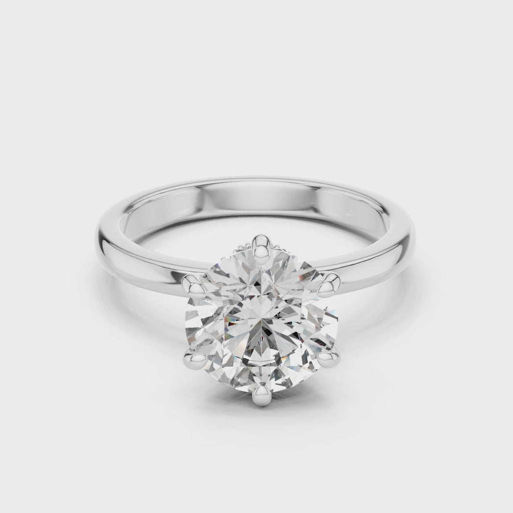2 CT Round Solitaire Engagement Ring with Pavé Accents | 925 Sterling Silver