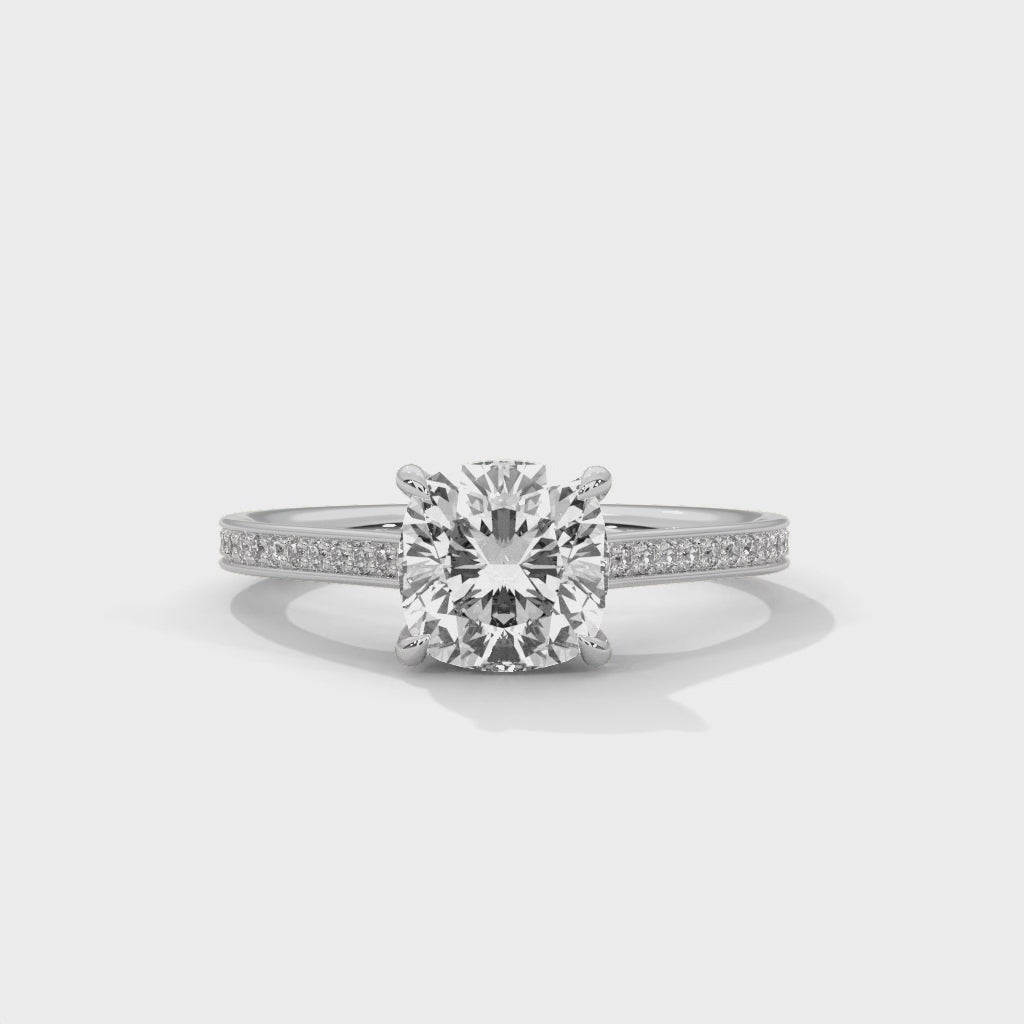 Aurielle Cushion Pavé Solitaire Ring