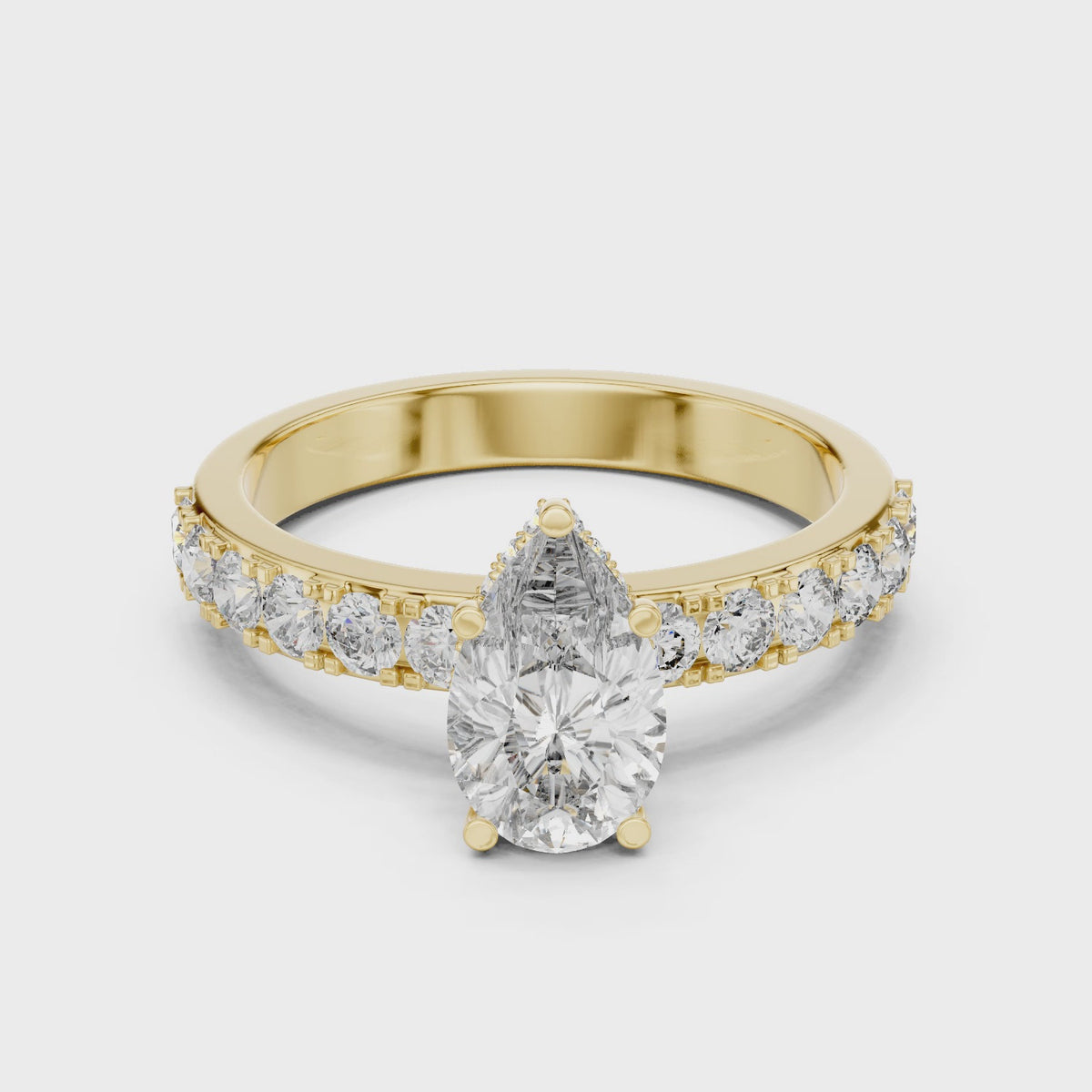 1.10 CT Pear-Cut Engagement Ring with Pavé Accents | 925 Sterling Silver