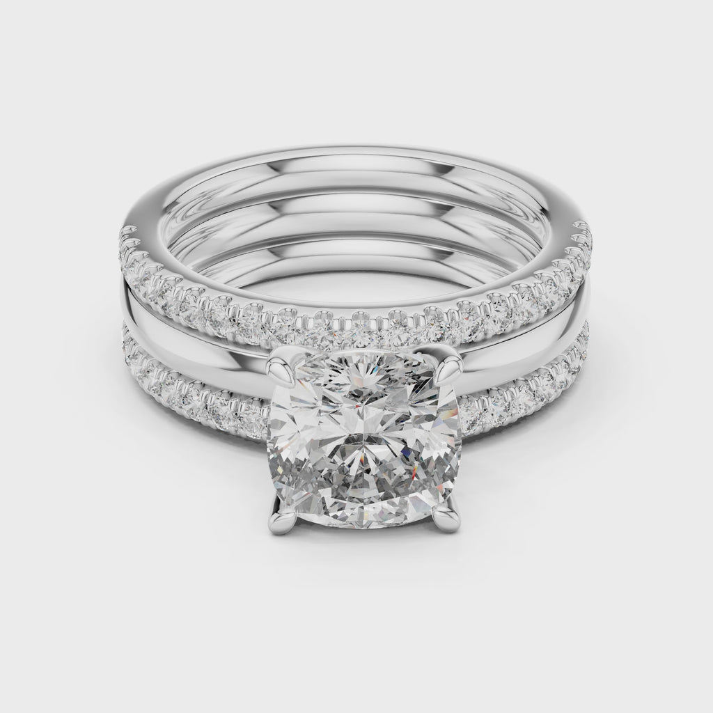 Seraphina 3CT Cushion Cut Moissanite Bridal Ring Set