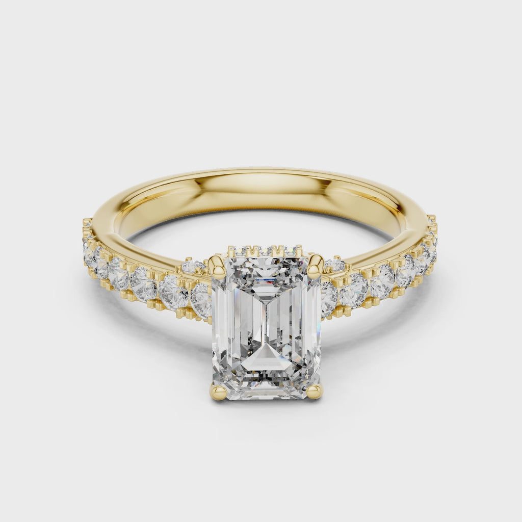 1.67 CT Emerald-Cut Engagement Ring with Pavé Accents | 925 Sterling Silver