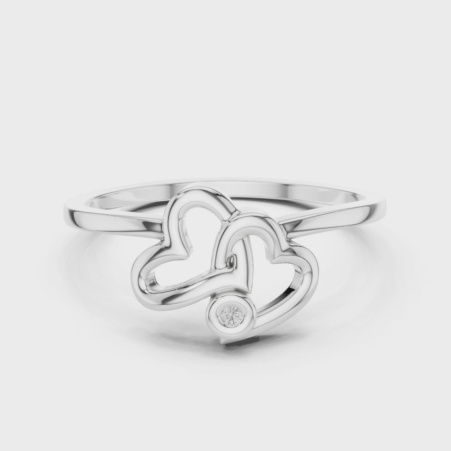 Amora Double Heart Moissanite Ring | 925 Sterling Silver & 18K Gold Plated