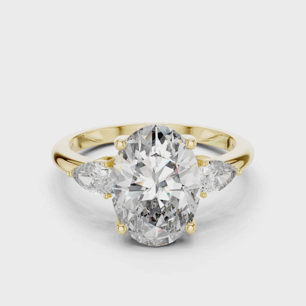 Aurora Oval Three-Stone Moissanite Ring