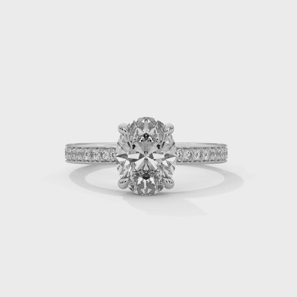Oval Moissanite Engagement Ring | Pavé Solitaire Ring | Custom Luxury Ring