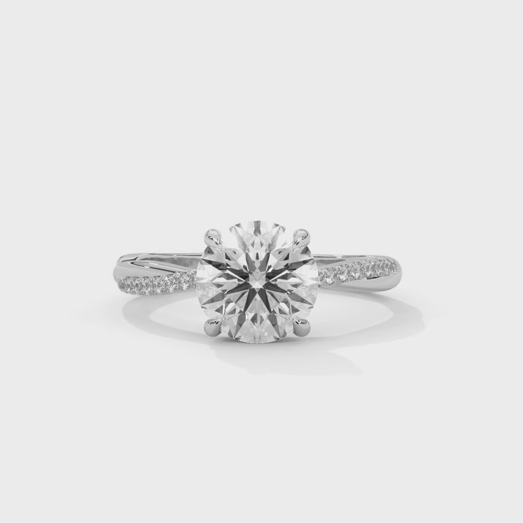 Aurielle Twisted Pavé Solitaire Moissanite Engagement Ring