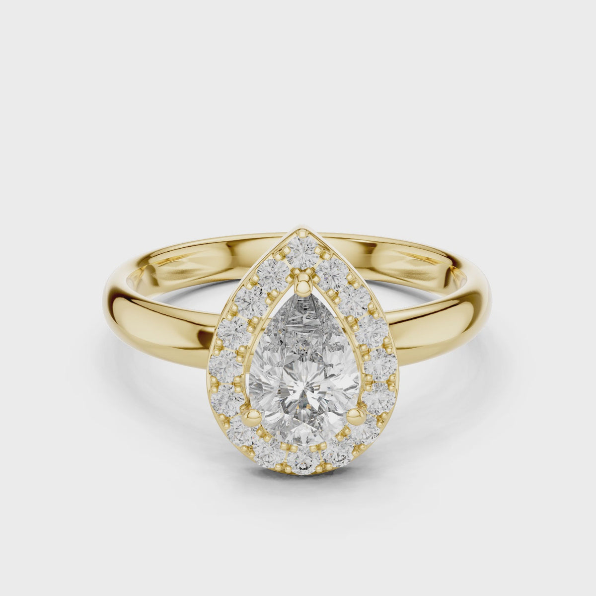 0.70 CT Pear-Cut Halo Engagement Ring | 925 Sterling Silver