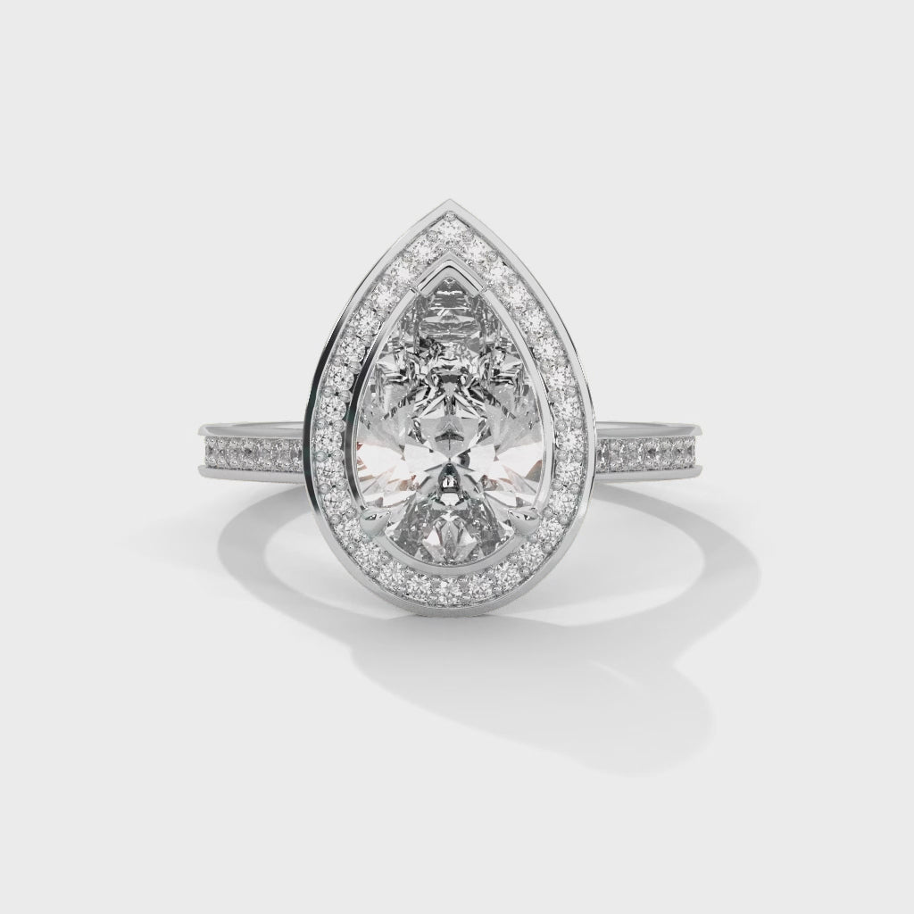 Seraphina Pear Halo Moissanite Engagement Ring