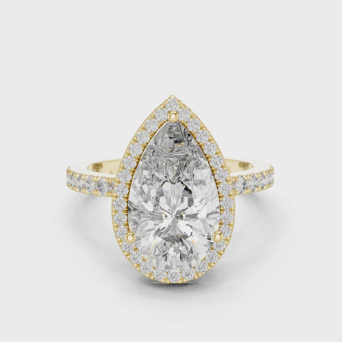 Pear Cut Halo Engagement Ring  Luxury Diamond Pavé Ring