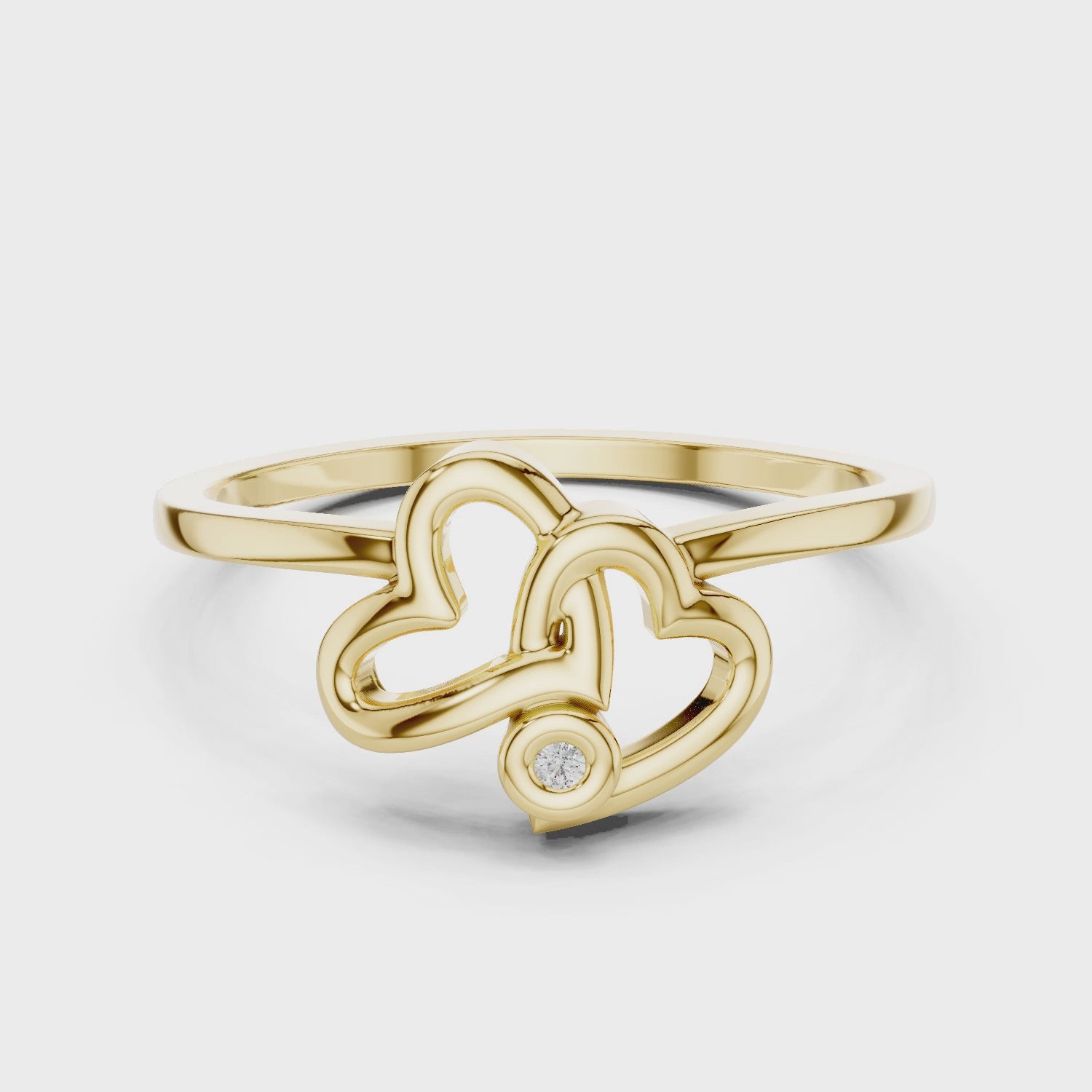 Amora Double Heart Moissanite Ring | 925 Sterling Silver & 18K Gold Plated