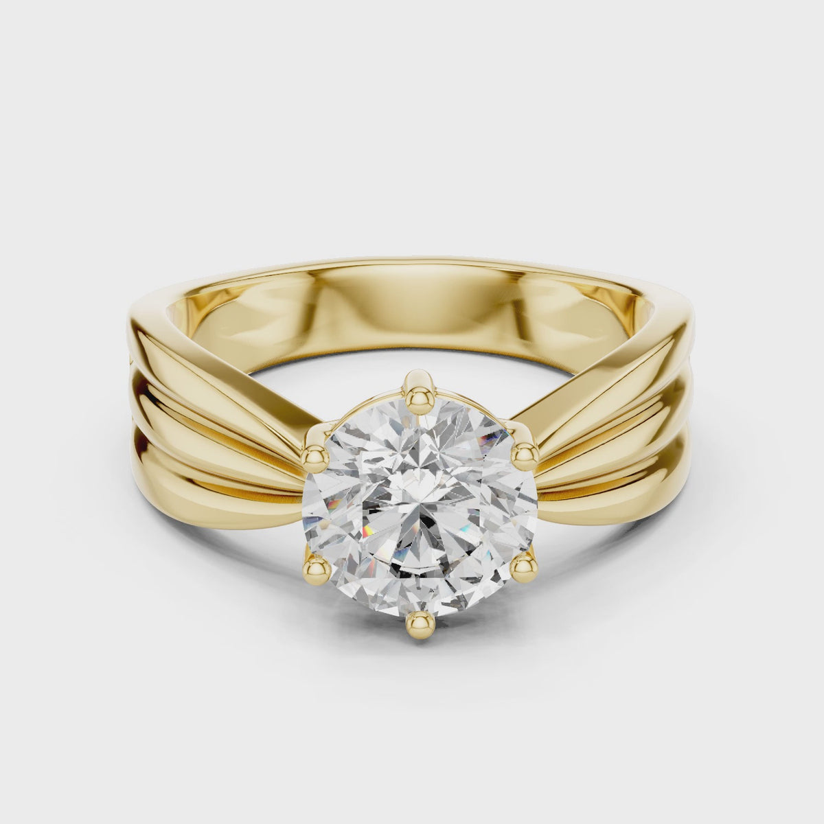 1.25 CT Round Solitaire Engagement Ring | Sculpted 925 Sterling Silver