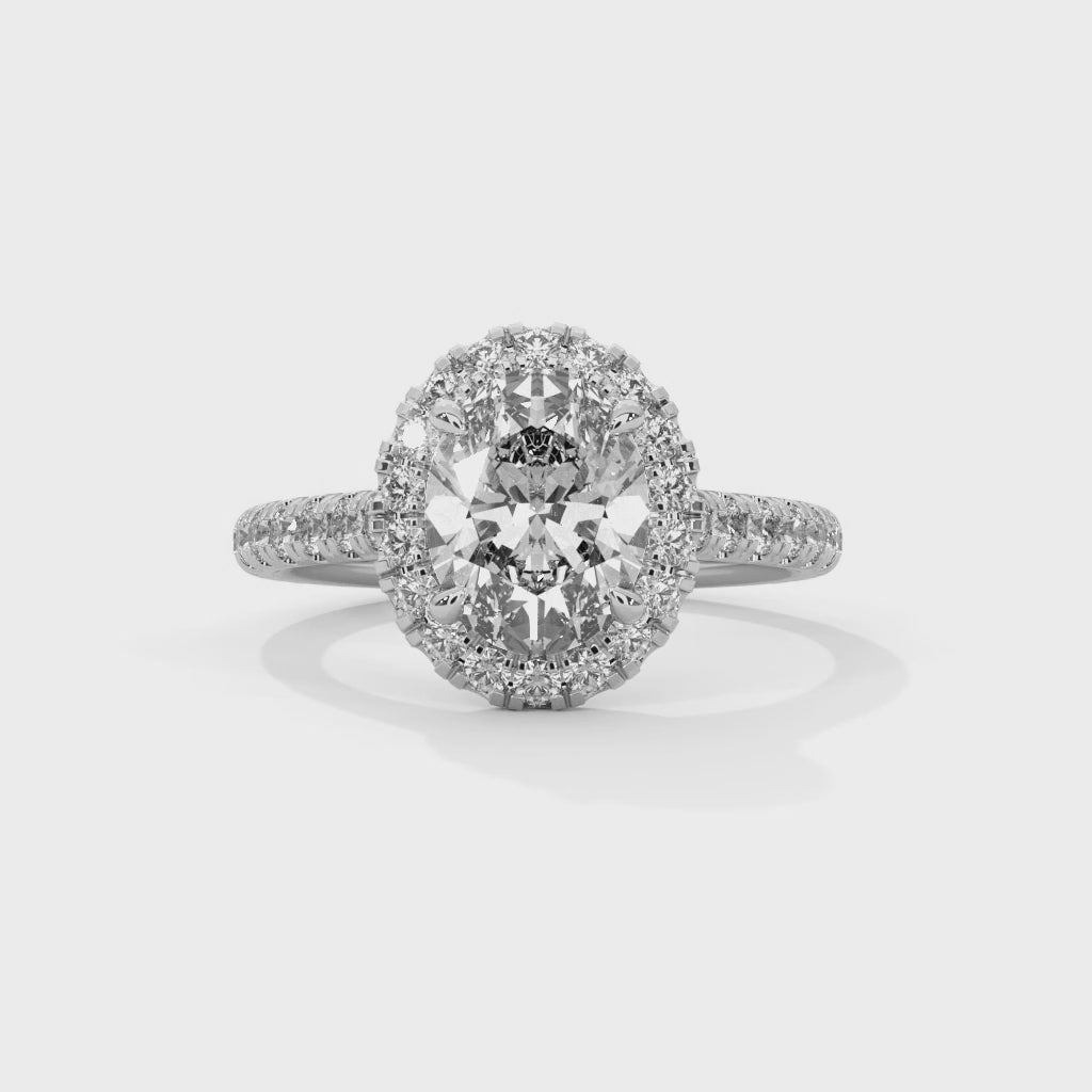 OVAL HALO SOLITIER PAVE SETTING MOISSANITE  DIAMOND RING