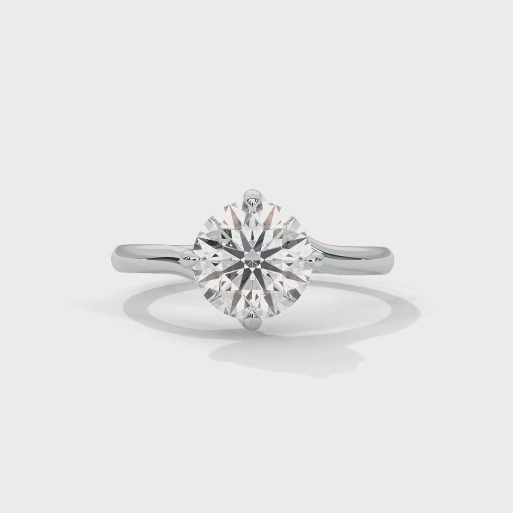 Elowen Twisted Solitaire Engagement Ring | 925 Sterling Silver & 18K White Gold Plated