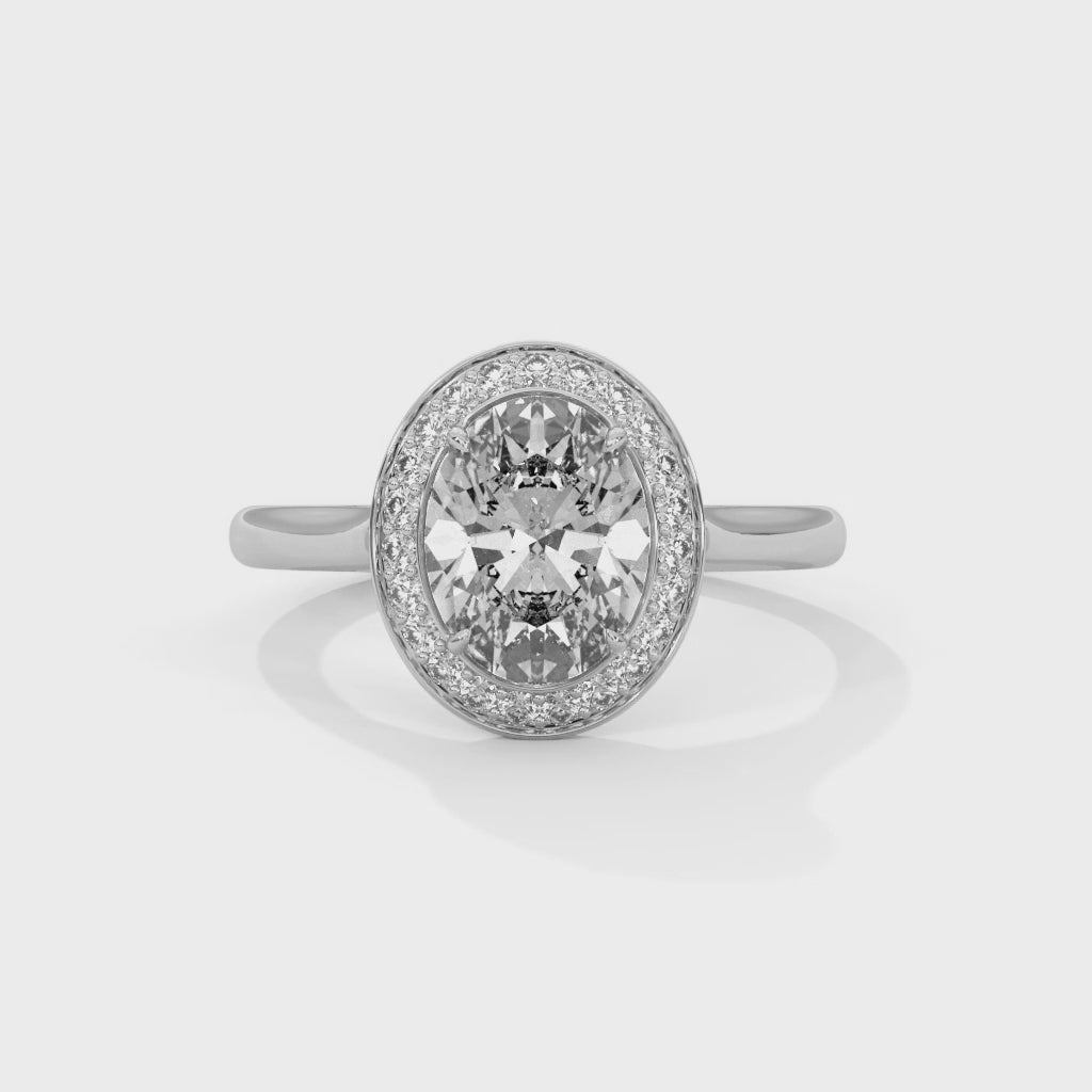 Oval Halo Moissanite Ring | 23-Stone Halo | 925 Sterling Silver & 18K Plating