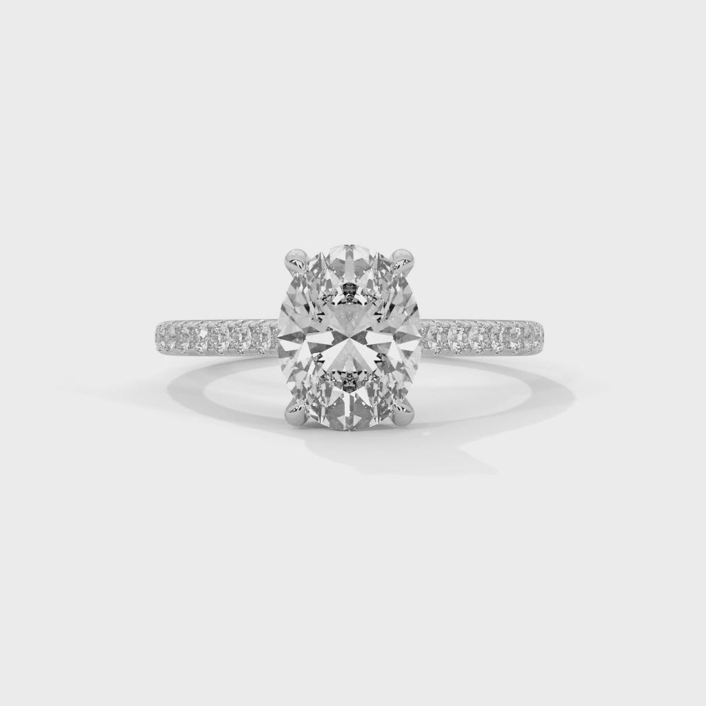 Celestia Oval Solitaire Engagement Ring | 925 Sterling Silver & 18K White Gold Plated