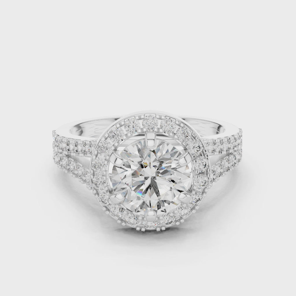 1.25 CT Round Double Halo Engagement Ring | 925 Sterling Silver