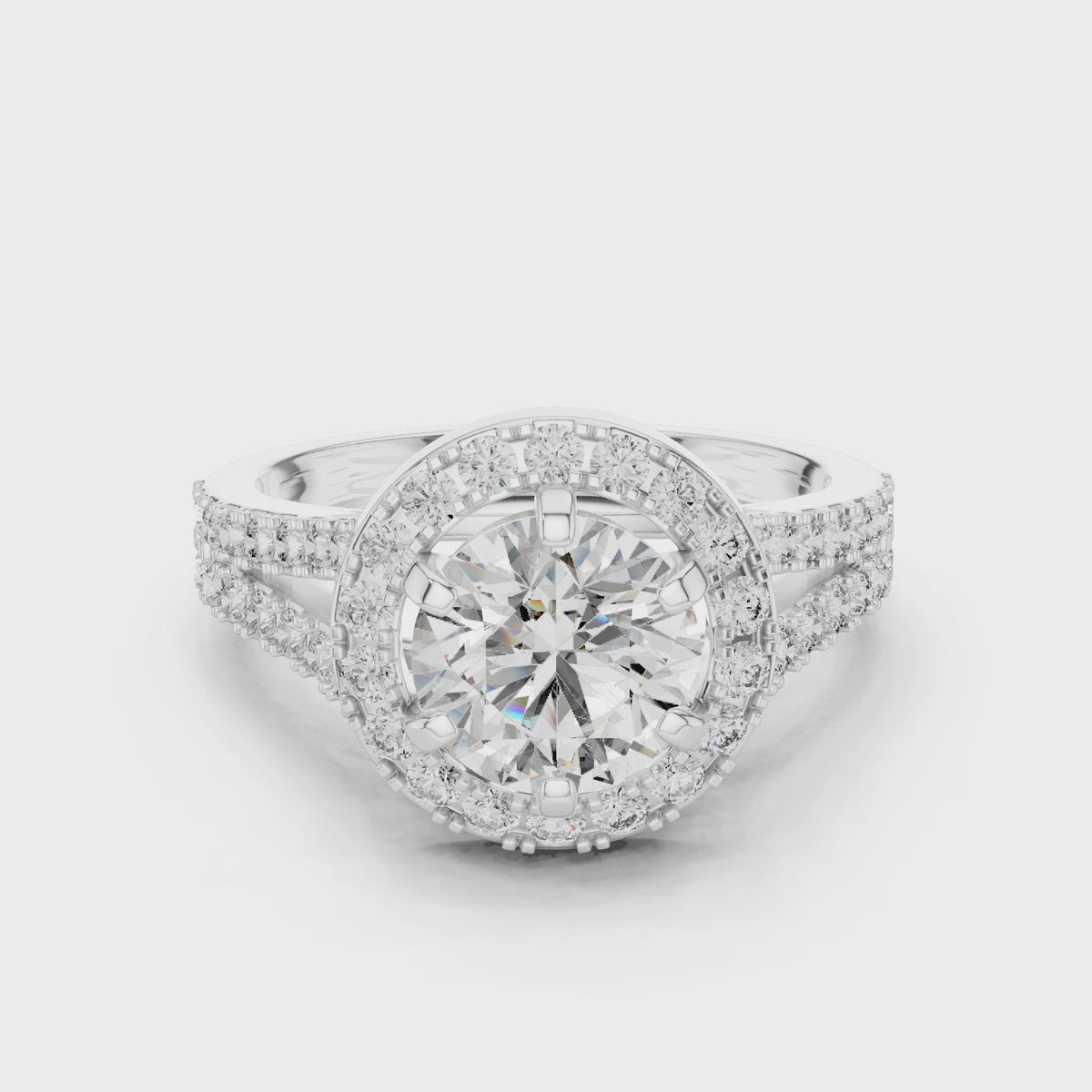1.25 CT Round Double Halo Engagement Ring | 925 Sterling Silver