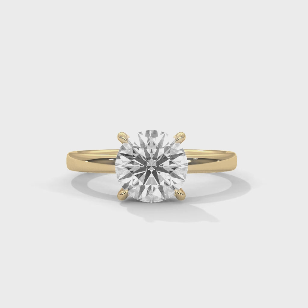 Round Moissanite Solitaire Trendy luxurious Engagement Ring 14K & 18K Gold Plated